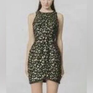 Keepsake the Label NWT Sweet Life Black Dress Animal Jacquard Gold Print Size L